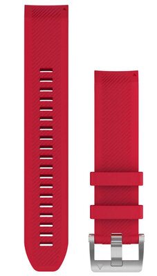 Cinturino Garmin QuickFit 22mm, in silicone, rosso, fibbia argento (Fenix 7/6/5, Epix 2, ecc.)
