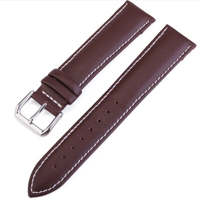 Cinturino marrone in pelle Ricardo Chieti con cuciture bianche