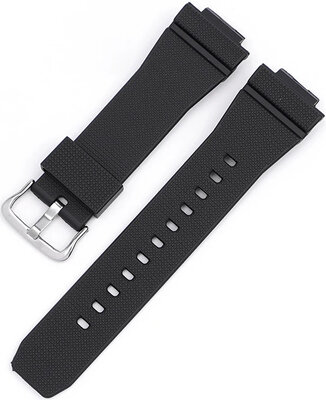 Cinturino per Casio G-Shock, in silicone, nero, fibbia argento (per i modelli GA-2100/GA-2110, DW-5600, GW-6900)