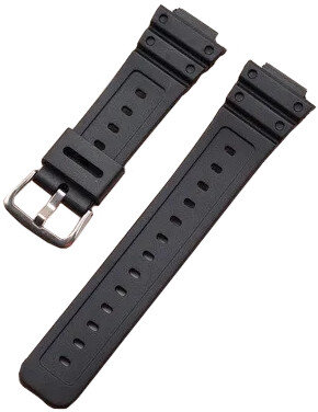 Cinturino per Casio G-Shock, in plastica, nero, fibbia argento (per i modelli GA-2100/GA-2110, DW-5600, GW-6900)