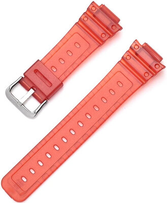 Cinturino per Casio G-Shock, in plastica, rosso, fibbia argento (per i modelli GA-2100/GA-2110, DW-5600, GW-6900)