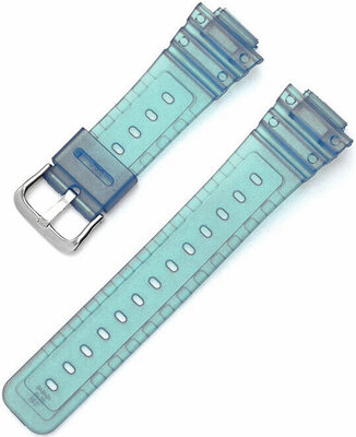 Cinturino per Casio G-Shock, in plastica, blu, fibbia argento (per i modelli GA-2100/GA-2110, DW-5600, GW-6900)