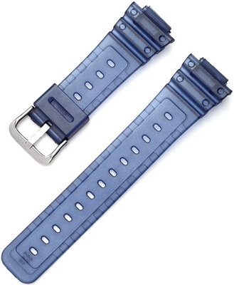 Cinturino per Casio G-Shock, in plastica, blu scuro, fibbia argento (per i modelli GA-2100/GA-2110, DW-5600, GW-6900)