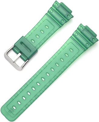 Cinturino per Casio G-Shock, in plastica, verde, fibbia argento (per i modelli GA-2100/GA-2110, DW-5600, GW-6900)