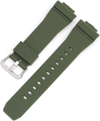 Cinturino per Casio G-Shock, in silicone, verde, fibbia argento (per i modelli GA-2100/GA-2110, DW-5600, GW-6900)