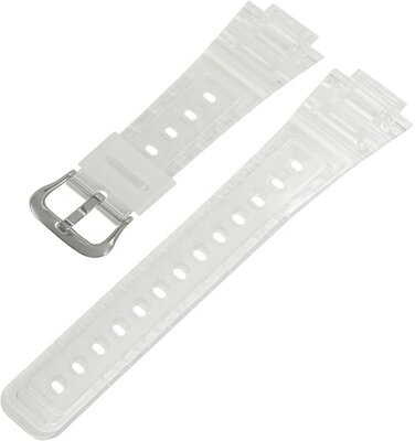 Cinturino per Casio G-Shock, in resina, trasparente, fibbia argento (per modelli DW-5600SKE)