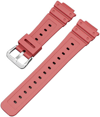 Cinturino per Casio, in silicone, rosso, fibbia argento (GA2100,DW6900)
