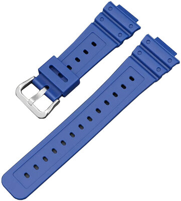 Cinturino per Casio, in silicone, blu, fibbia argento (GA2100,DW6900)