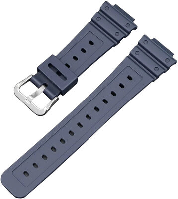Cinturino per Casio, in silicone, blu scuro, fibbia argento (GA2100,DW6900)
