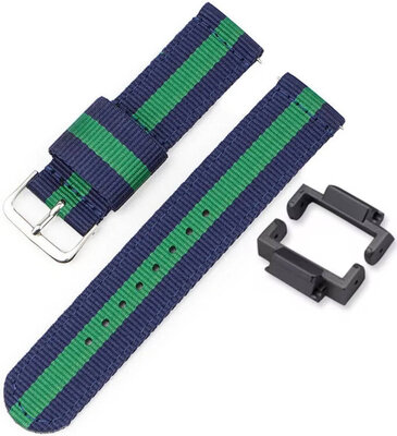 Cinturino per Casio G-Shock, NATO, in tessuto, blu-verde, fibbia argento (GA-2100/GA-2110, DW-5600, GW-6900) con adattatore