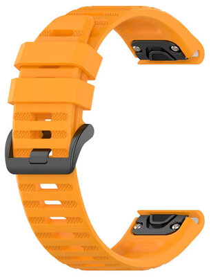 Cinturino QuickFit 26mm, in silicone, arancione, fibbia scura, estremità ovale (Garmin Fenix 7X/6X/5X, Tactix, ecc.)