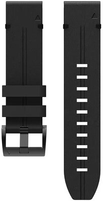 Cinturino QuickFit 26mm, in pelle, nero, fibbia nera (Garmin Fenix 7X/6X/5X, Tactix, ecc.)