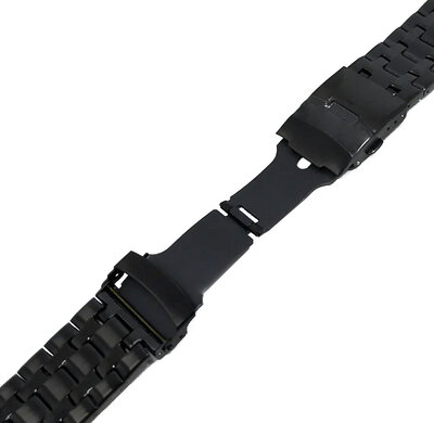 Bracciale nero in acciaio Ricardo Arrone, chiusura déployante