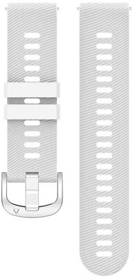 Cinturino Quick Release 18mm, in silicone, bianco, fibbia argento (Garmin Venu 2S, Vívoactive 4S, Forerunner 265S, Venu 3S, ecc.)