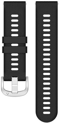 Cinturino Quick Release 18mm, in silicone, nero, fibbia argento (Garmin Venu 2S, Vívoactive 4S, Forerunner 265S, Venu 3S, ecc.)