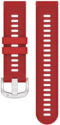 Cinturino Quick Release 18mm, in silicone, rosso, fibbia argento (Garmin Venu 2S, Vívoactive 4S, Forerunner 265S, Venu 3S, ecc.)