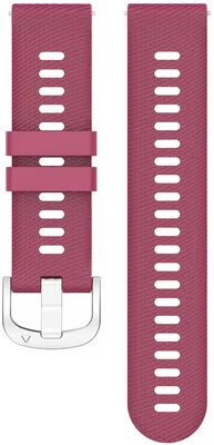 Cinturino Quick Release 18mm, in silicone, rosso bordeaux, fibbia argento (Garmin Venu 2S, Vívoactive 4S, Forerunner 265S, Venu 3S, ecc.)