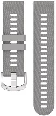 Cinturino Quick Release 18mm, in silicone, grigio chiaro, fibbia argento (Garmin Venu 2S, Vívoactive 4S, Forerunner 265S, Venu 3S, ecc.)