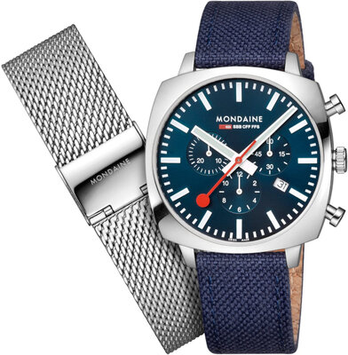 Mondaine Grand Cushion Quartz MSL.41440.LD.SET (+ cinturino in metallo di ricambio)