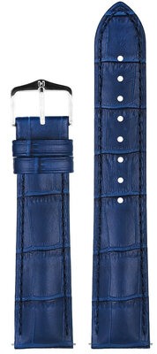 Cinturino in pelle Hirsch Duke S 01028380-2, blu, vitello, lunghezza S, Quick Release