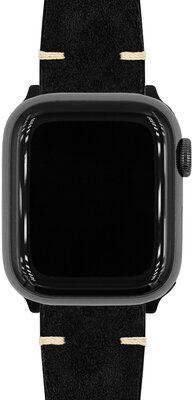 cinturino in pelle Hirsch Serro L 05564050-2, nero, pelle scamosciata, Limited Edition, lunghezza L, Quick Release