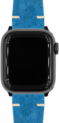 cinturino in pelle Hirsch Serro L 05564080-2, blu, pelle scamosciata, Limited Edition, lunghezza L, Quick Release