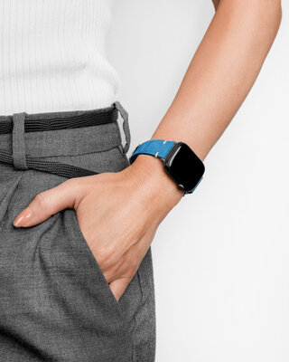 cinturino in pelle Hirsch Serro L 05564080-2, blu, pelle scamosciata, Limited Edition, lunghezza L, Quick Release