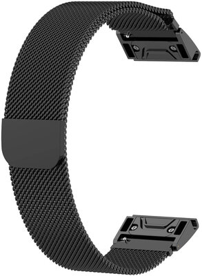 Bracciale Ricardo in acciaio 26 mm (per Garmin Fenix 7X/6X/5X, Tactix, ecc.), nero, QuickFit