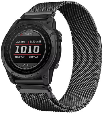 Bracciale in acciaio Ricardo 26mm (pro Garmin Fenix 8/7X/6X (51mm), Tactix aj.), nero, QuickFit