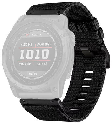 Cinturino in tessuto Ricardo 22mm (pro Garmin Fenix 8/7/6 (47mm), Epix 2 aj.), nero, QuickFit