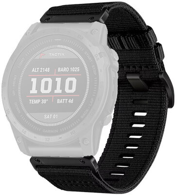 Cinturino in tessuto Ricardo 26mm (pro Garmin Fenix 8/7X/6X (51mm), Tactix aj.), nero, QuickFit