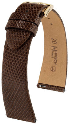Cinturino in pelle Hirsch Lizard L 01866010-1, marrone, pelle di lucertola