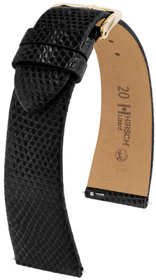 Cinturino in pelle Hirsch Lizard M 01866150-1, nero, pelle di lucertola