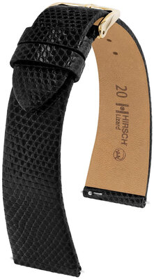 Cinturino in pelle Hirsch Lizard XL 01866250-1, nero, pelle di lucertola