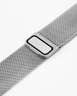 Bracciale in acciaio inossidabile Hirsch Milanaise L 30161434-2, argento, magnetico, lunghezza L, Quick Release
