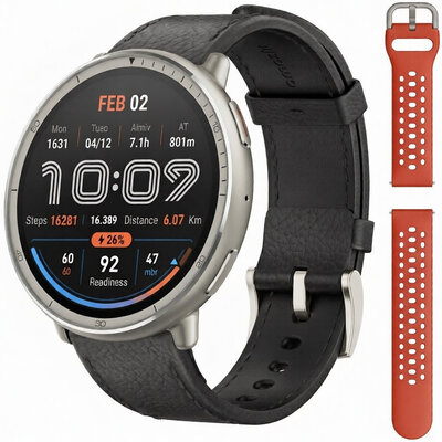 Amazfit Active 2 Premium (Round) Black Leather (+cinturino di ricambio)