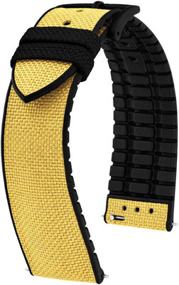 Cinturino tessile Hirsch Arne L 0925090072-5, giallo, tessuto/gomma naturale, lunghezza L, sgancio rapido