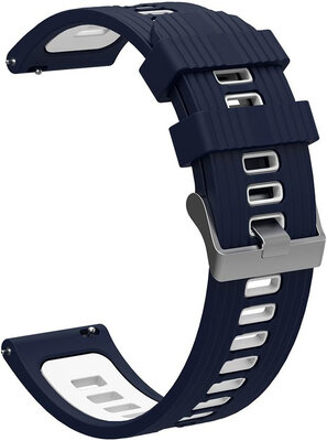 Ricardo Cinturino in silicone 22 mm (per Garmin Venu, Forerunner 255, Vívoactive 4, ecc.), blu e bianco V1, sgancio rapido