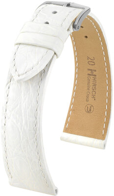 Cinturino in pelle Hirsch Genuine Croco 18900800-2, bianco, pelle di coccodrillo, Quick Release