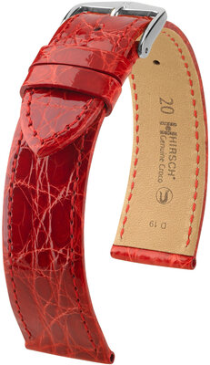Cinturino in pelle Hirsch Genuine Croco 18900820-2, rosso, pelle di coccodrillo, Quick Release