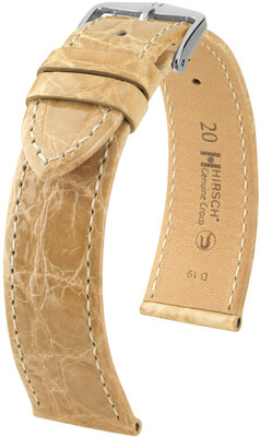Cinturino in pelle Hirsch Genuine Croco 18900890-2, beige, pelle di coccodrillo, Quick Release