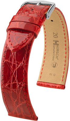 Cinturino in pelle Hirsch Genuine Croco L 18920820-2, rosso, pelle di coccodrillo, lunghezza L, sgancio rapido