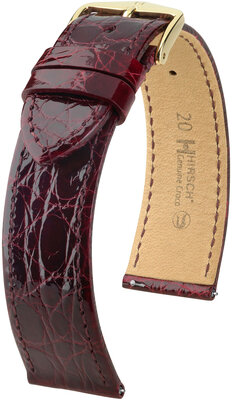 Cinturino in pelle Hirsch Genuine Croco L 18920860-7, rosso, pelle di coccodrillo, lunghezza L, sgancio rapido
