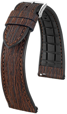 Cinturino in similpelle Hirsch Bark 0935045115-2, marrone, Quick Release