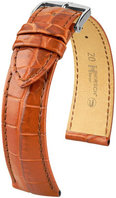 Cinturino in pelle Hirsch Baron L 08404079-2, arancione, pelle di coccodrillo, lunghezza L