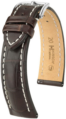 Cinturino in pelle Hirsch Capitano L 04807019-2, marrone, pelle di alligatore, lunghezza L, sgancio rapido