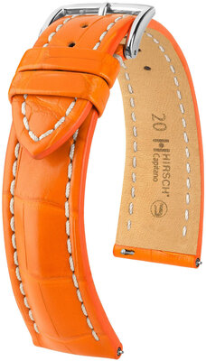 Cinturino in pelle Hirsch Capitano L 04807076-2, arancione, pelle di alligatore, lunghezza L, sgancio rapido