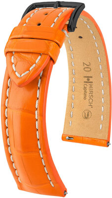 Cinturino in pelle Hirsch Capitano L 04807076-5, arancione, pelle di alligatore, lunghezza L, sgancio rapido
