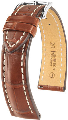 Cinturino in pelle Hirsch Capitano L 04807079-2, arancione, pelle di alligatore, lunghezza L, sgancio rapido