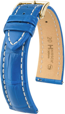 Cinturino in pelle Hirsch Capitano L 04807085-1, blu, pelle di alligatore, lunghezza L, sgancio rapido